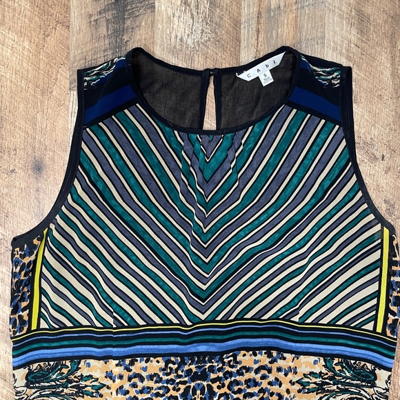 Cabi Sleeveless Blouse Leopard and chevron print Sheer size Small - Picture 4 of 7